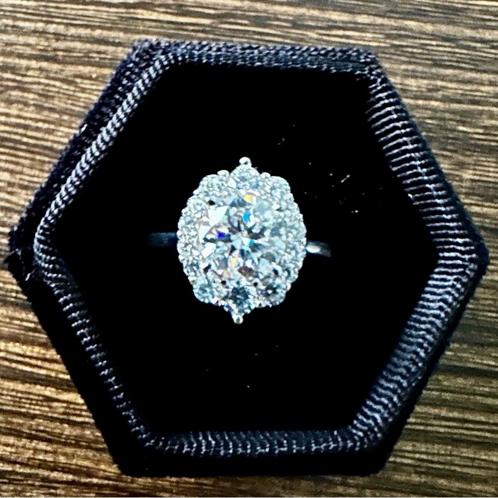 Certified 1.2 ct Moissanite Halo Silver Wedding Engagement Ring Size 5 6 7 8 9